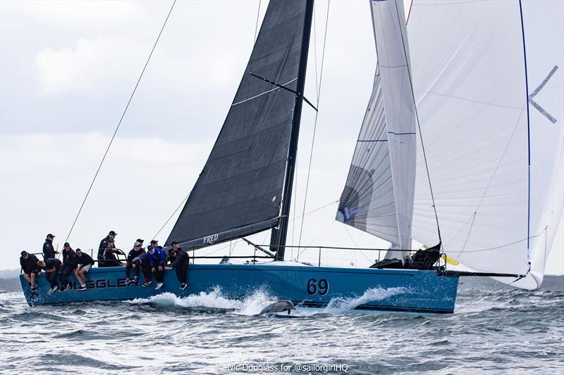 Dolphin joins Smuggler during Pallas Capital Gold Cup Act 3 photo copyright Nic Douglass for @sailorgirlHQ taken at Newcastle Cruising Yacht Club and featuring the TP52 class